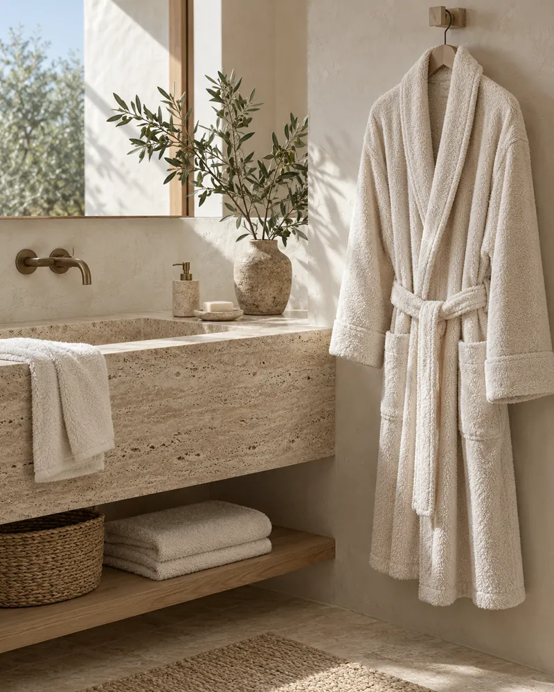 Banyo sonrası pamuk bornoz